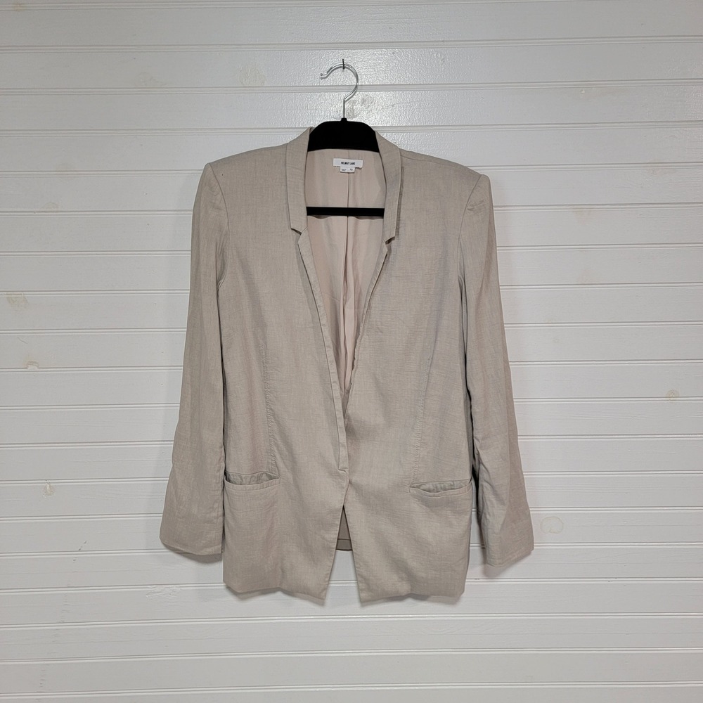Helmut Lang Womens Linen Blend Blazer Beige Tan Size 10 Career Work Professional